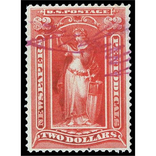 Newspaper, 1895, $2 scarlet, Bureau printing, unwatermarked