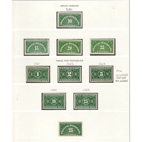 Parcel Post Postage Dues, 1913, 1¢ to 25¢ complete, plus Special Handling, 1925-28, 10¢ to 25¢ compl