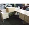 Image 1 : Washed Oak L-shape Double Pedestal Office Suite