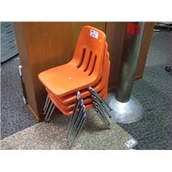 4 Orange Stacking Chairs