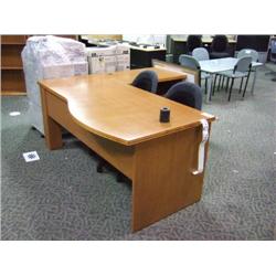 Honey Oak Wave Front L-shape Computer Desk