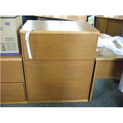 Honey Oak 3 Drawer 36" Lateral Filing Cabinet