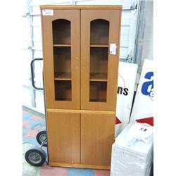 Honey Oak Glass Door Hutch