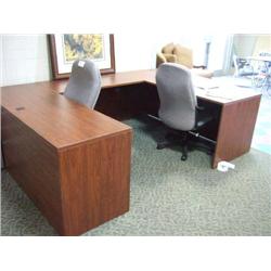 Cherry Bow Front U-shape Executive Suite