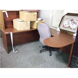 Cherry U-shape Bullet Top Executive Desk