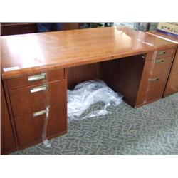 Cherry Double Pedestal Executive Desk And Lateral