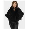Image 2 : Ladies Black Mink Shawl Trimmed in Black Fox