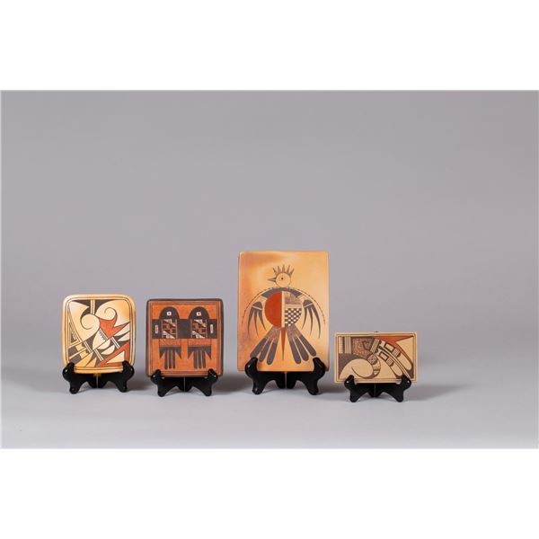 Lot of 4 Hopi Tiles with Bird Imagery