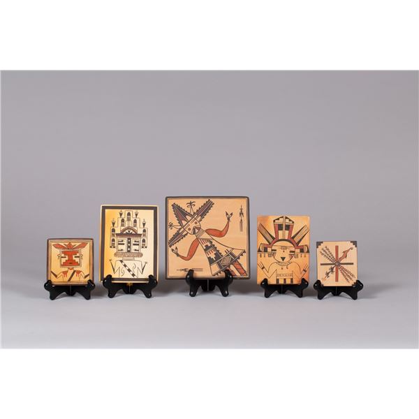 Lot of 5 Hopi Tiles with Kachina Figures