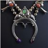 Image 3 : Sterling Silver Squash Blossom with Multi-colored Stones