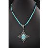 Image 1 : Turquoise Necklace with Silver and Turquoise Pendant by Tommy Jackson
