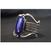 Image 2 : Navajo Large Oval Lapis Lazuli gemstone with silver flecks and Sandcast Bracelet by Gary S Custer