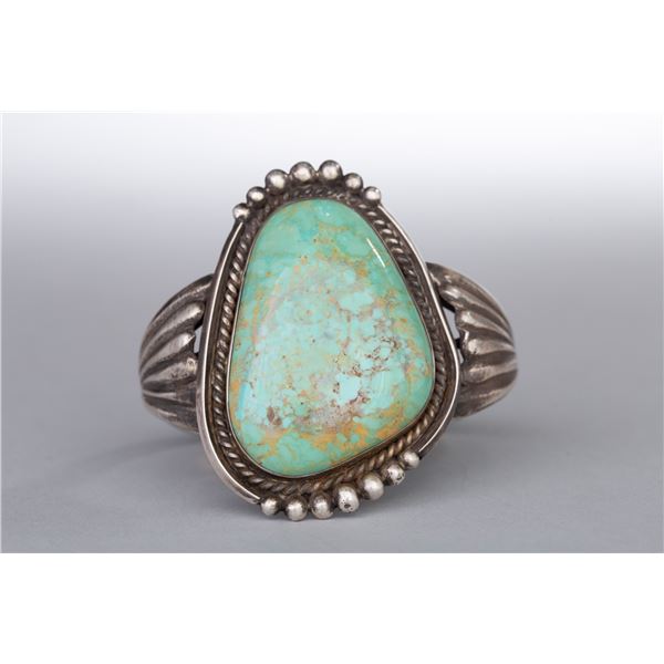 Large Turquoise and Sterling Silver Bracelet by Mike Platero
