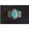 Image 1 : Large Oval Matrix Kingman Turquoise with twisted silver bracelet by Steven Arviso
