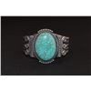 Image 2 : Large Oval Matrix Kingman Turquoise with twisted silver bracelet by Steven Arviso