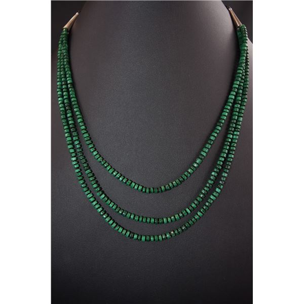 Heishi Three-Strand Malachite Necklace