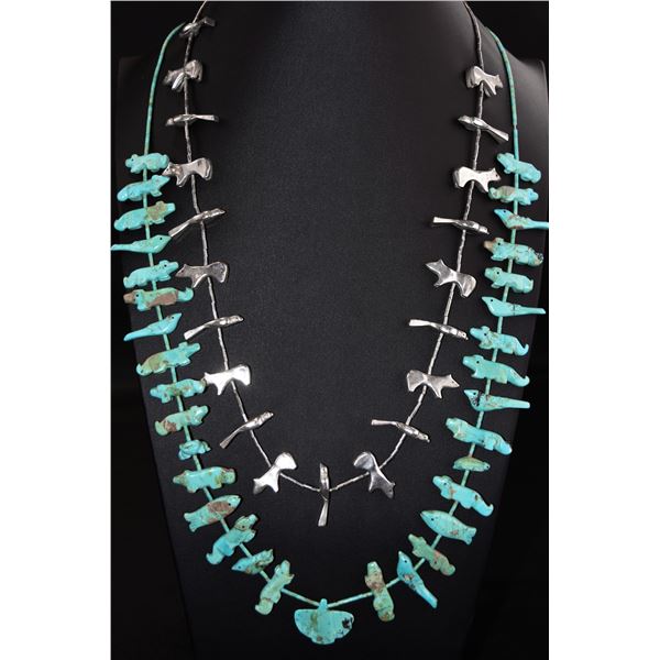 Lot of 2 Fettish Necklace, One Silver & One Turquoise