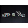 Image 1 : Lot of 3 Rings: 1) Zuni Inlay Rainbow Man Ring, 2) Corn Ring Marked "ML", 3) Navajo Silver & Rectang