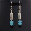 Image 2 : Necklace & Earring Set, Aqua faceted chalcedony & brushed silver