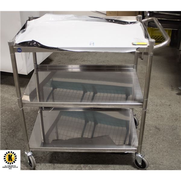 3-TIER STAINLESS STEEL BUSSING CART 21" X 33"