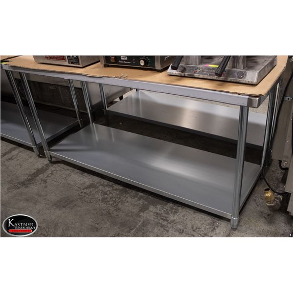 NEW 30" X 72" X 34" STAINLESS STEEL WORKTABLE W/