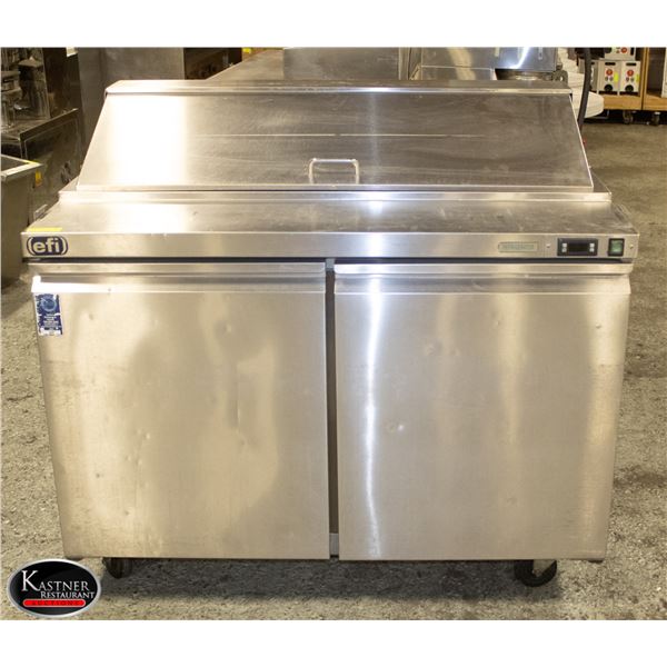 EFI 48" 2-DOOR PREP TABLE ON CASTERS - NOT WORKING