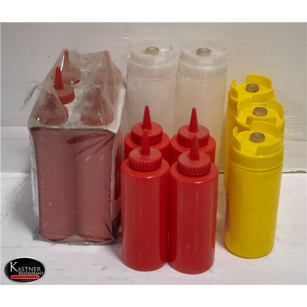 LOT OF ASSORTED PLASTIC SQUEEZE BOTTLES