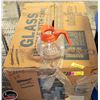 Image 1 : BOX OF 24 ASSORTED GLASS COFFEE SERVING DECANTERS