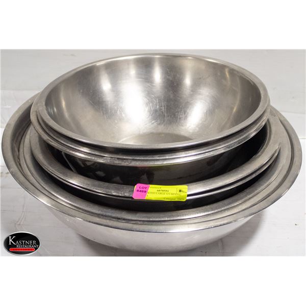 8 ASSORTED LARGE S/S MIXING BOWLS