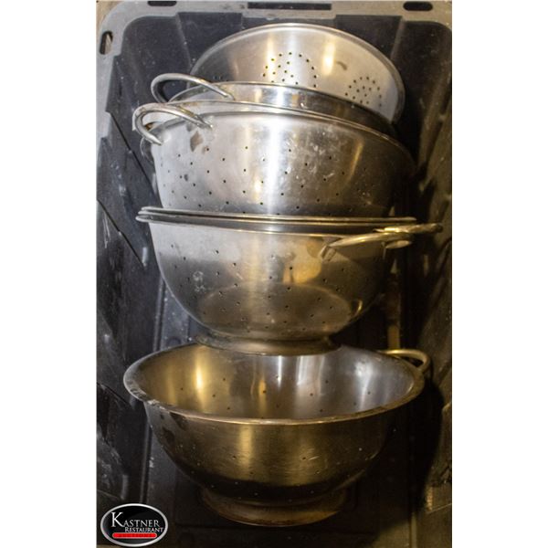 8 ASSORTED LARGE COLANDERS