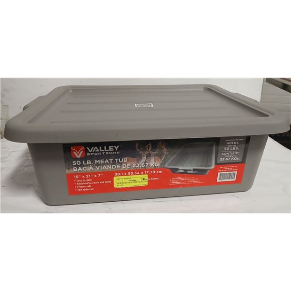 NEW 50LBS GREY DEEP MEAT TOTE W/ LID