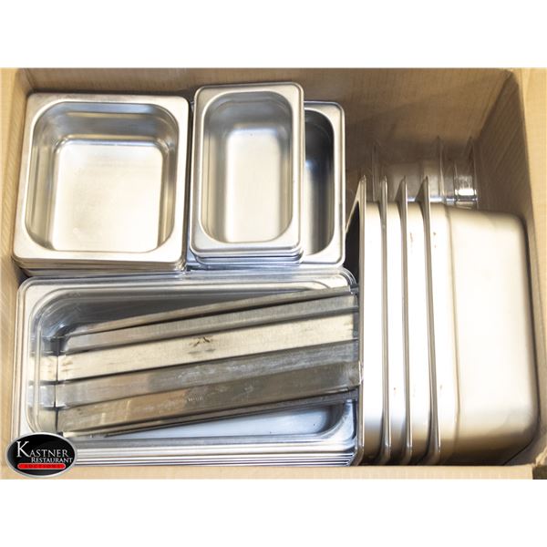 BOX OF ASSORTED S/S AND PLASTIC INSERTS AND MISC