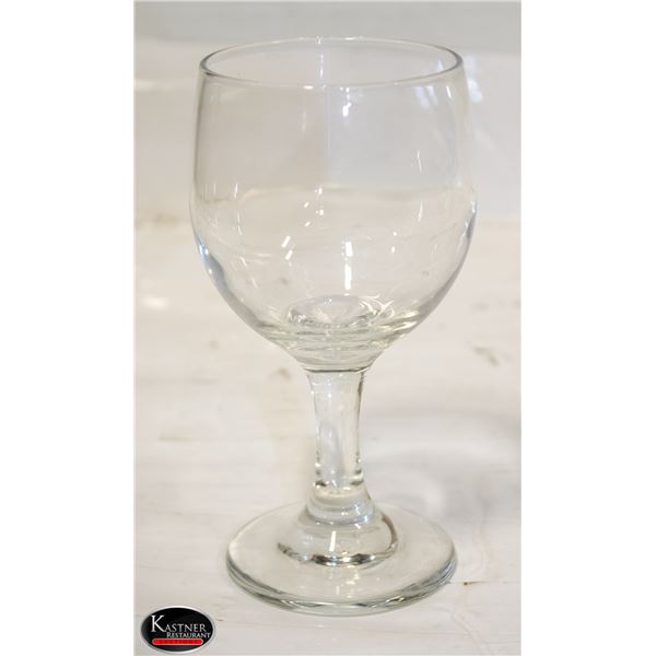 APPROX 103 SHORT WINE GLASSES W/ DISH RACKS