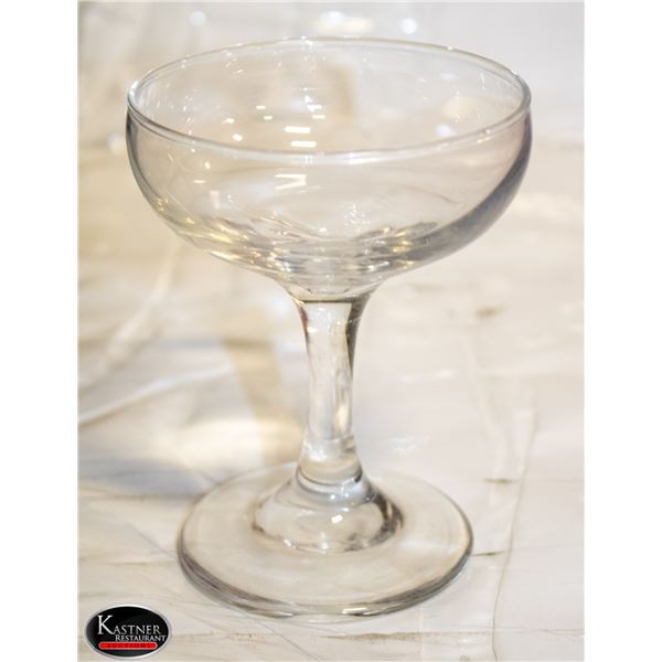 24 SHORT CHAMPAGNE GLASSES W/ DISH RACK