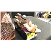 Image 2 : SIZE 11 THREE MUSICIANS FLAT BUCKLE THONGS, THREE MUSICIANS COVERED WEDGE SANDALS, ZEBRA