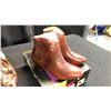 Image 2 : SIZE 8 RUSSIAN RED LACE UP ANKLE BOOTIES, RUSSIAN RED STACKED HEEL ANKLE BOOTS, MONTHLY BOUQUET