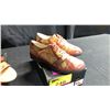 Image 2 : SIZE 10 GRAND CANAL VENICE CANVAS SNEAKERS, PUMPKIN POPPIES COVERED WEDGE SANDALS AND RUSSIAN RED
