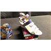 Image 2 : SIZE 10 STREAM LINED SMOKING SLIPPERS, MAISON MODERNE COVERED WEDGE SANDALS, ALBERTO VARGAS BAG