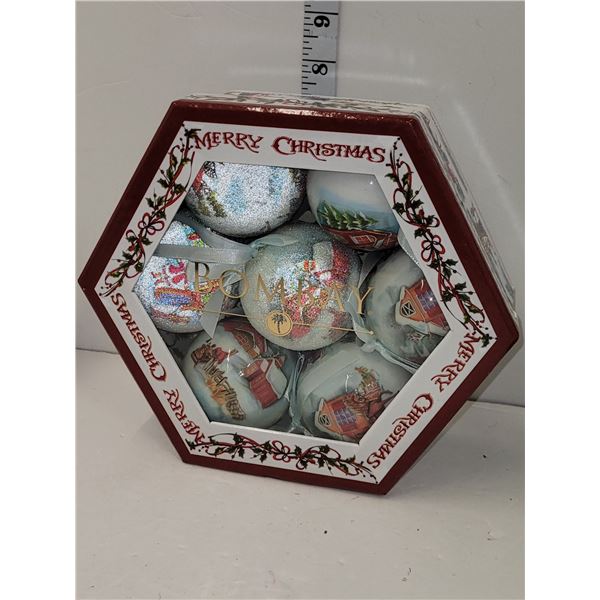 Set of Bombay Glass Christmas Ornaments