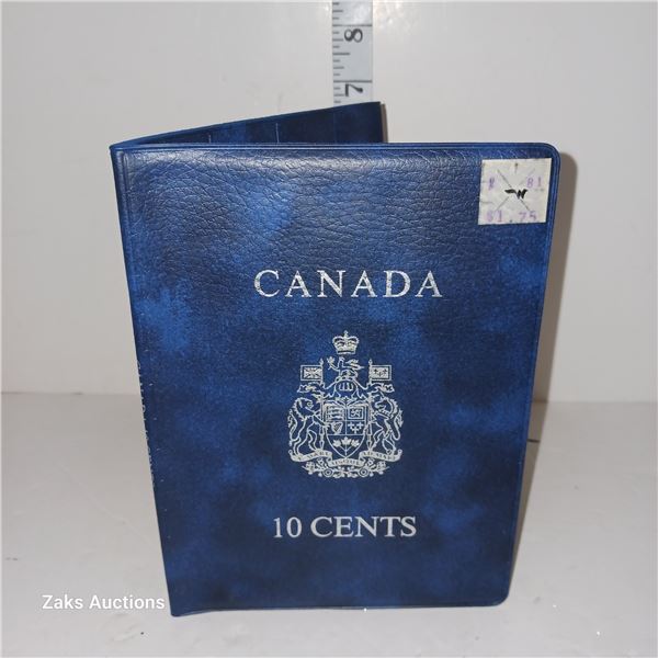Canada 10 Cent Coin Book with 6 Silver Dimes & 9 Non Silver Dimes