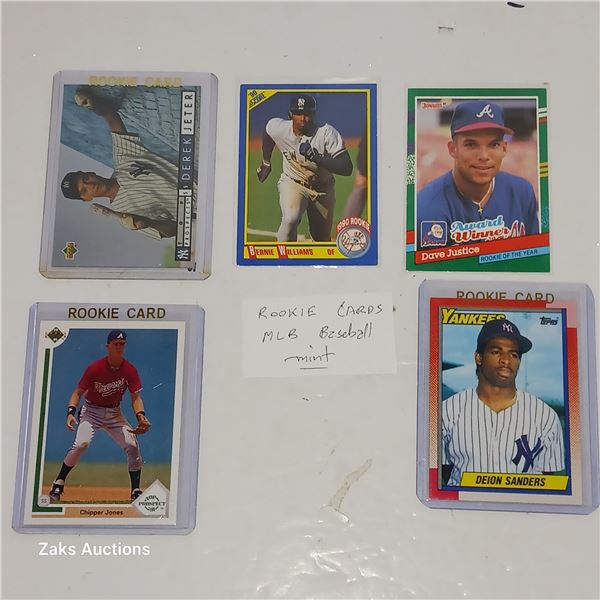 Lot of 5 MLB Rookie Baseball Cards