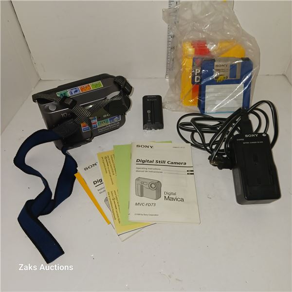 Sony Digital Still Camera - Model MVC-FD73 - Comes with Bag, Disks, Manual, Cord & Battery