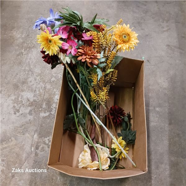 Box with Large Long Stemmed Faux Flowers