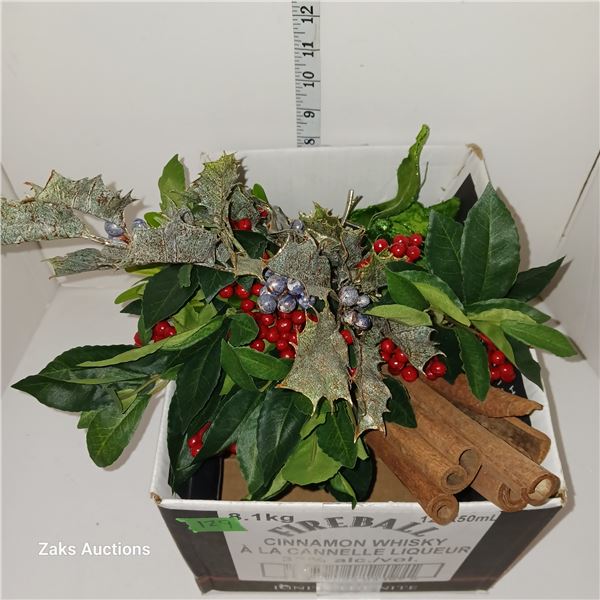 Box of Faux Christmas Picks & Cinnamon Sticks (large)