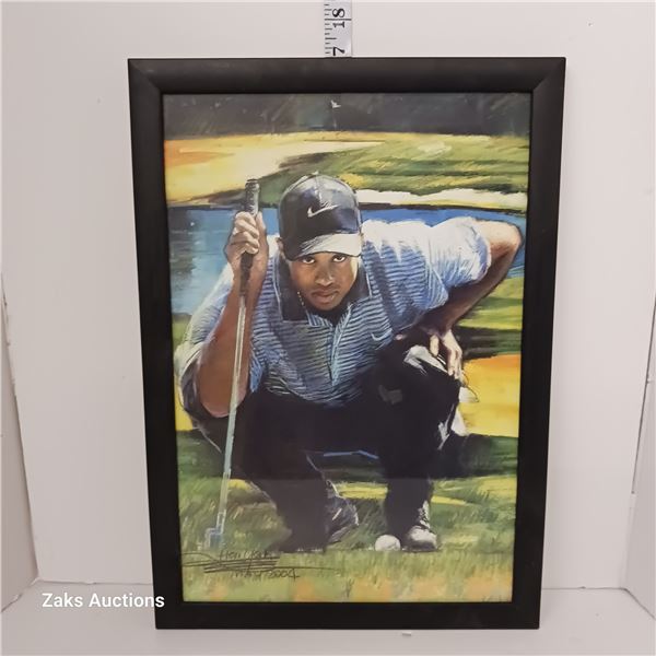 Hand Painted & Signed Tiger Woods Picture