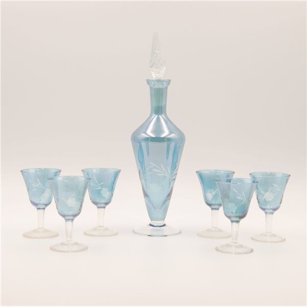Liquor Set in Light Blue, Handmade