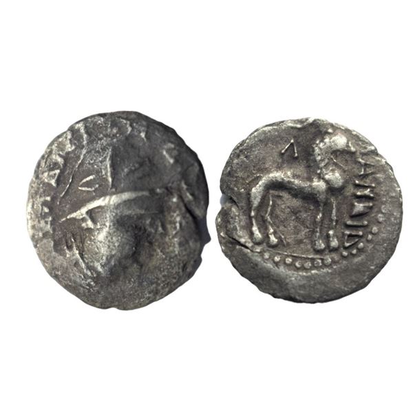 Ancient India, Kushanas, Yueh-Chi Dynasty, Sapalbizes (c. 20-1 BC), Silver Hemidrachm, 1.21gms