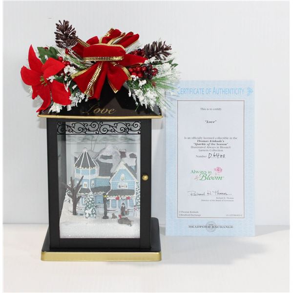 "LOVE" THOMAS KINKADE SPARKLE OF THE SEASON ILLUMINATED LANTERN COLLECTION 