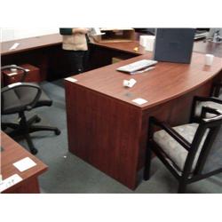 Dark Cherry Bowfront U-Shaped Executive Desk