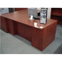 Dark Cherry L-Shaped Executive Desk